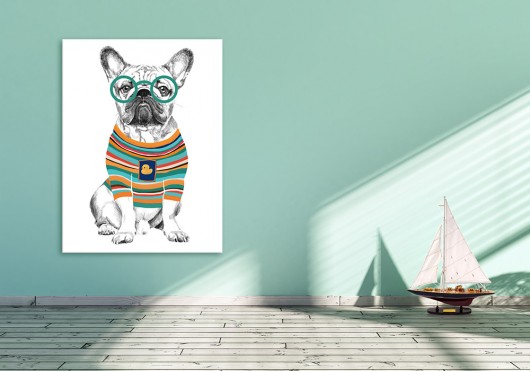obrazy OBRAZ NA PŁÓTNIE -  60x80 BULLDOG HIPSTER
