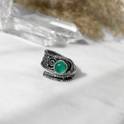 pierścionki srebrne Pierścionek Szmaragdowe zawijasy - srebrny, regulowany