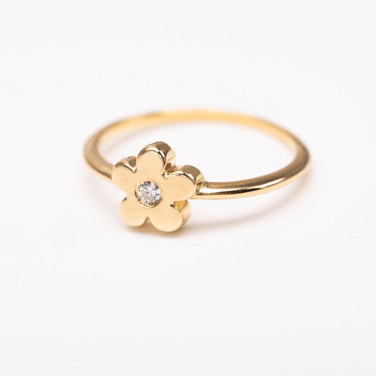 pierścionki złote Złoty pierścionek kwiat z białą cyrkonią