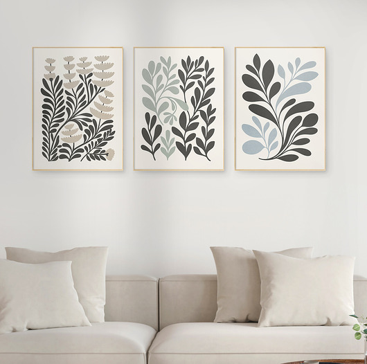 plakaty Zestaw 3 plakatów z motywem abstrakcyjnych roślin i kwiatów.