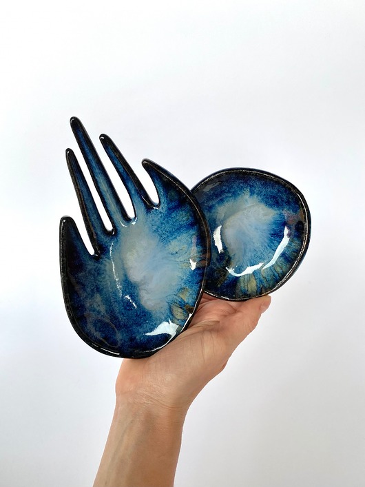 pojemniki na biżuterię Zestaw Ceramiczny Stojak  na Biżuterię i Miseczka Cudo Oceanu