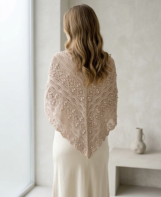 dodatki ślubne Chusta ślubna handmade ręcznie robiona miękka elegancka beżowy róż