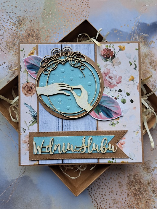 zaproszenia i kartki na ślub Kartka ślubna w pudełku