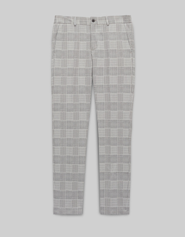 spodnie męskie Spodnie męskie classic garniturowe Elini szare w kratę slim fit