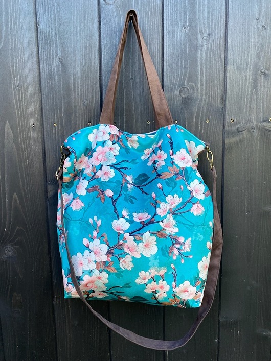 torby XXL Torba na ramię XXL - print  kwitnąca wiśnia