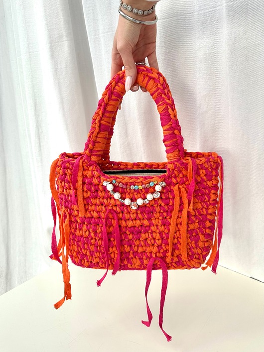 torebki do ręki Torebka Sunset Muse z perłami seashell i koralikami handmade