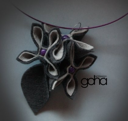 Fioletowe szarości -Biżuteria Autorska FlowerFelt Design