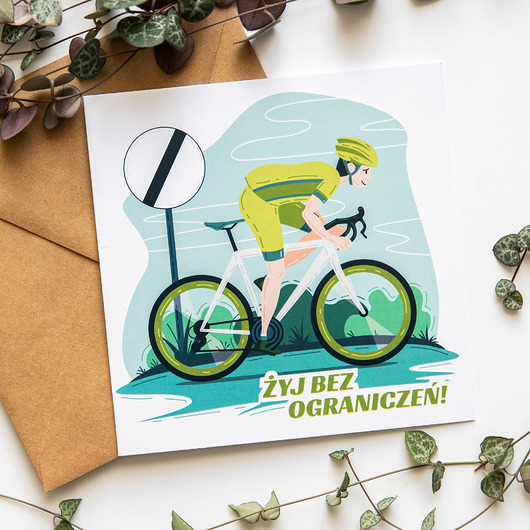 kartki okolicznościowe - wydruki Kartka dla rowerzysty "Żyj bez ograniczeń!"