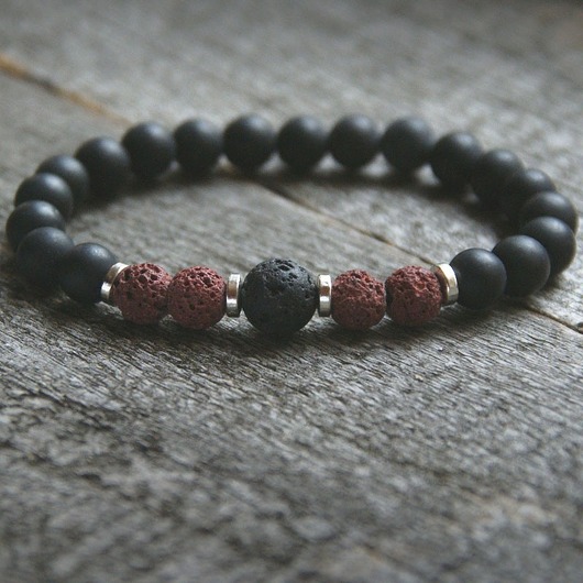 męska bransoletka :: black & brown lava :: S/M kaktusia
