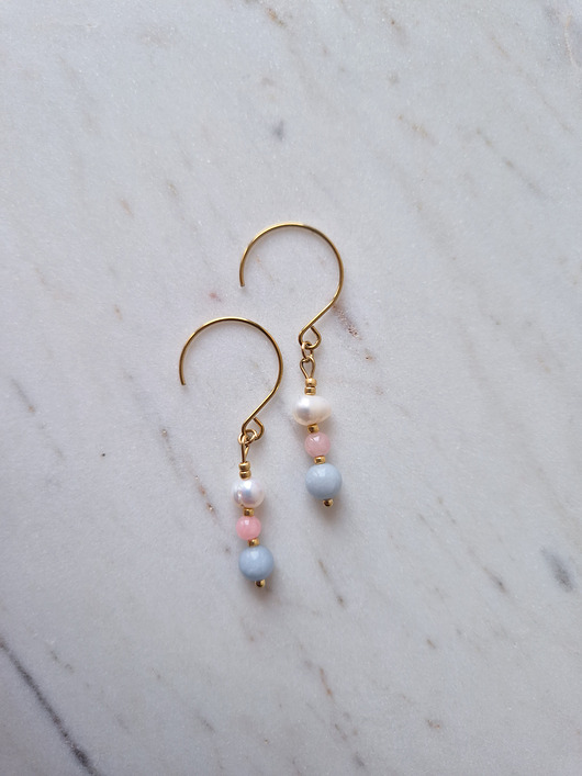 bransoletki z kamieni naturalnych Wiszące pastelowe kolczyki kamienie naturalne