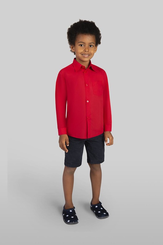 bluzki dla chłopców Koszula klasyczna czerwona taliowana
