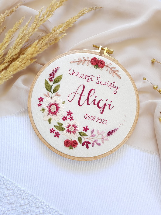 Chrzest - inne Haftowany tamborek PAMIĄTKA CHRZTU ŚWIĘTEGO prezent na chrzest