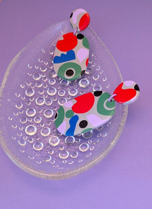 kolczyki z masy plastycznej Kolczyki wiszące geometryczne