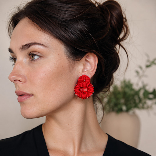kolczyki soutache Czerwone kolczyki soutache