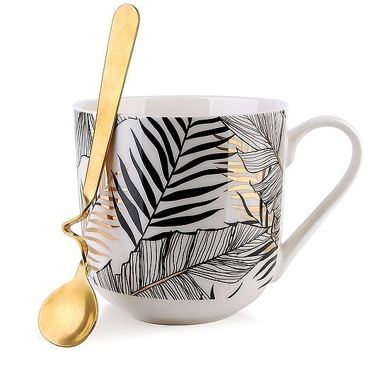 Kubek Porcelanowy z Łyżeczką Palma 550 ml MIA home