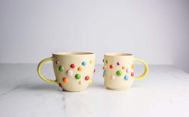 kubki Ceramiczny kubek w nieregularne bąbelki XL 550 ml