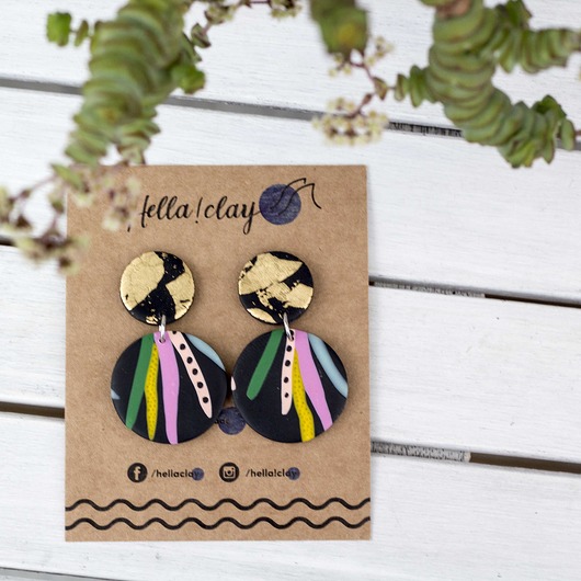Kolczyki handmade wiszące na wkrętki Hellaclay