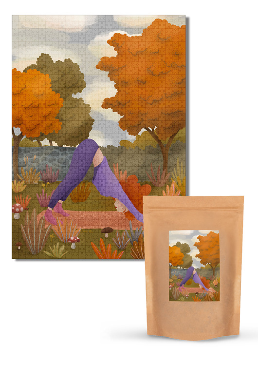 puzzle dla dzieci Muno Puzzle "Jesienna Joga" by Ludka Umiastowska 1000 el. w eco woreczku