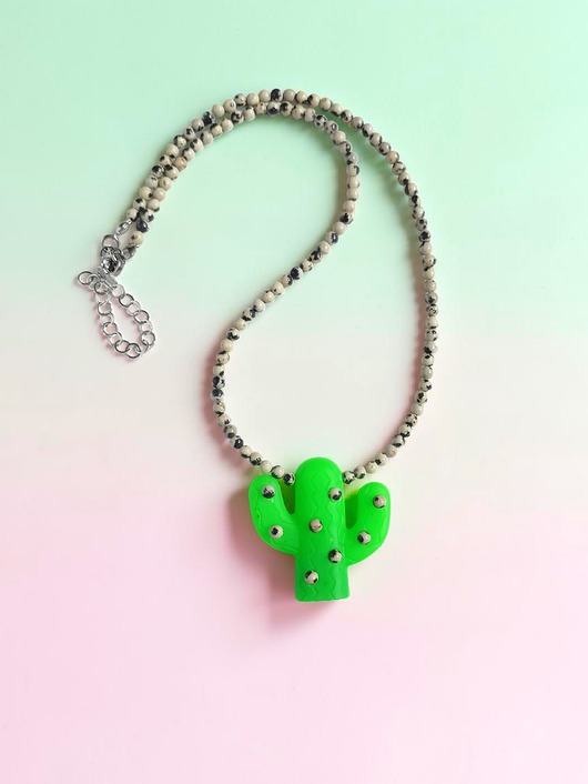 chokery Naszyjnik KAKTUS z jaspisem : neon green ombre