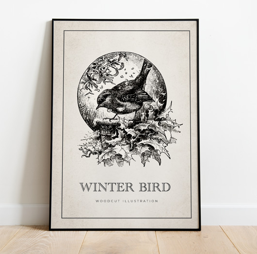 plakaty Plakat Vintage WINTER BIRD II