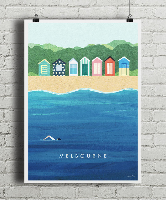 plakaty Melbourne - kolorowe chatki - plakat fine art
