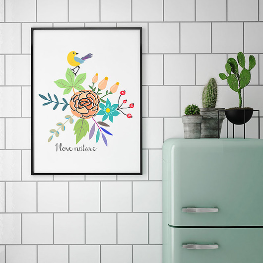 plakaty Plakat. Kwiaty i ptaki