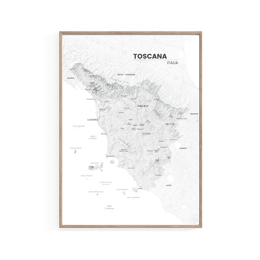 plakaty TOSKANIA Włochy czarno-biała mapa plakat