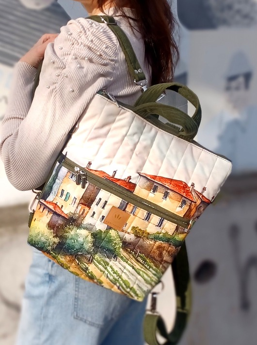 plecaki Pikowany plecak torba 2w1 Toscana
