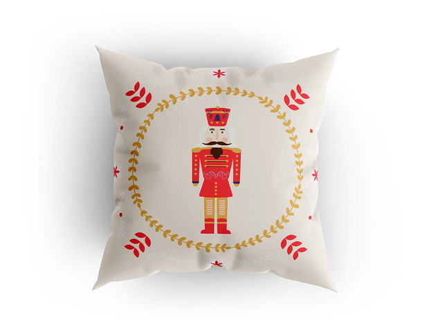 poduszki z grafiką Poduszka ozdobna z dziadkiem do orzechów jasna