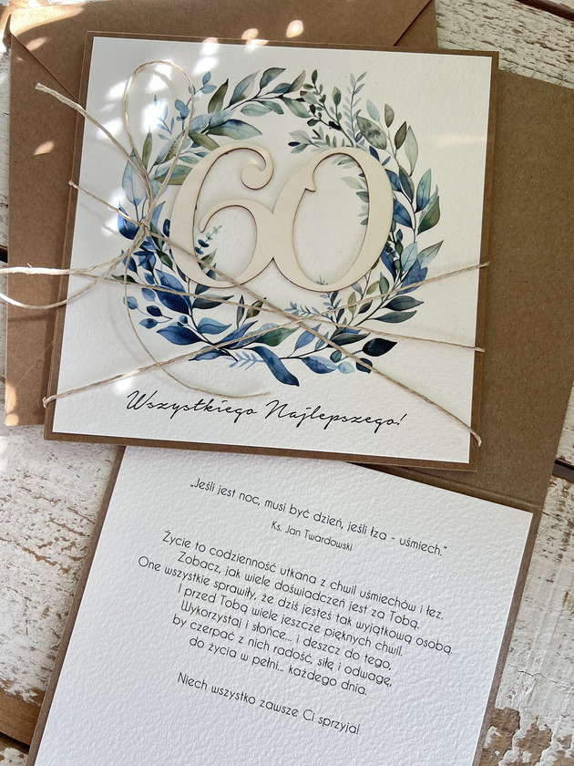 kartki scrapbooking Ręcznie robiona kartka urodzinowa, na 60 urodziny, urodzinowy pomysł prezent