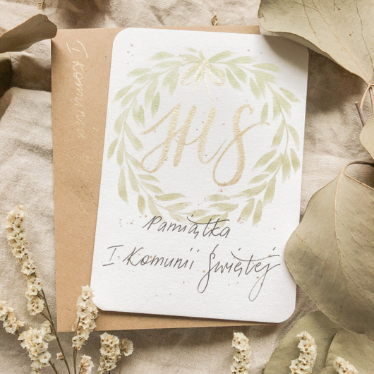 kartki scrapbooking Kartka Komunijna, Pierwsza Komunia, na Komunię, IHS