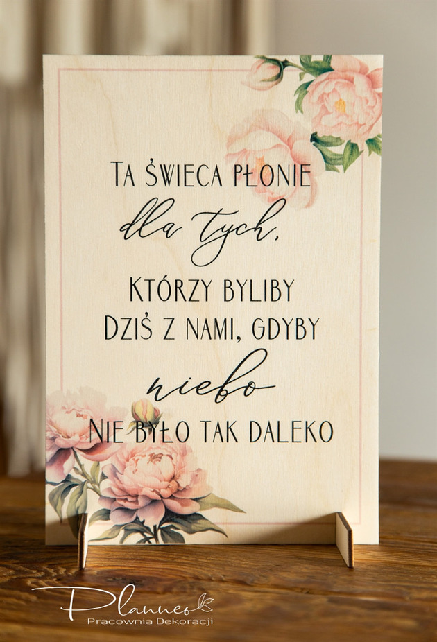dodatki ślubne Ta świeca płonie wzór Piwonie