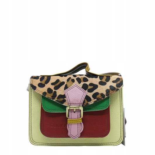 torby na ramię Torebka damska skórzana listonoszka kolorowa rączka regulowany pasek OLIVKA