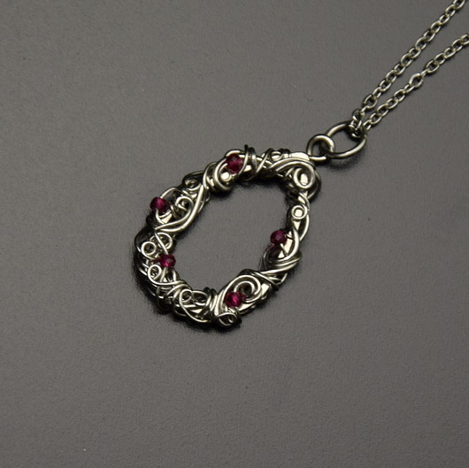 wisiory Wisiorek  łezka rubin wire wrapping