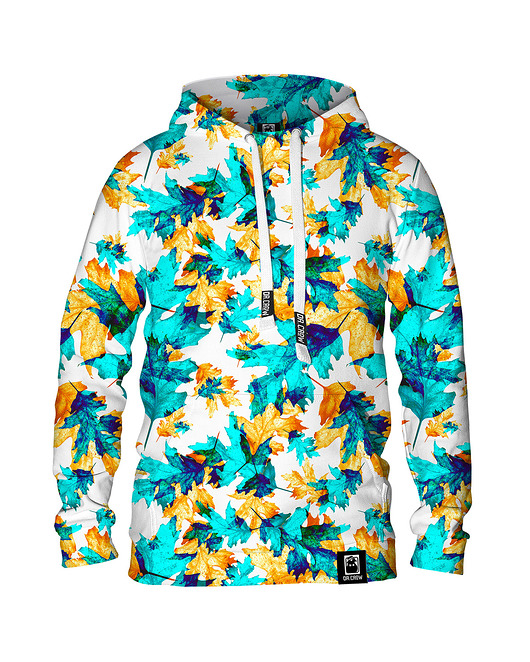 bluza z kapturem damska Damska Bluza z kapturem Cyan Leaves