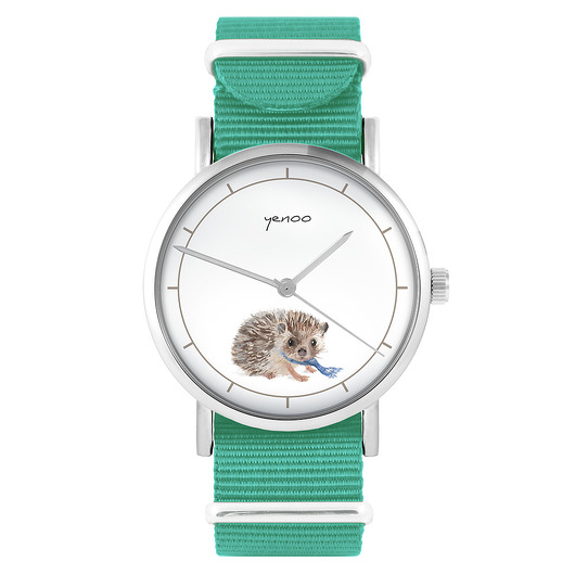 zegarki damskie Zegarek - Jeżyk - turkusowy, nylonowy