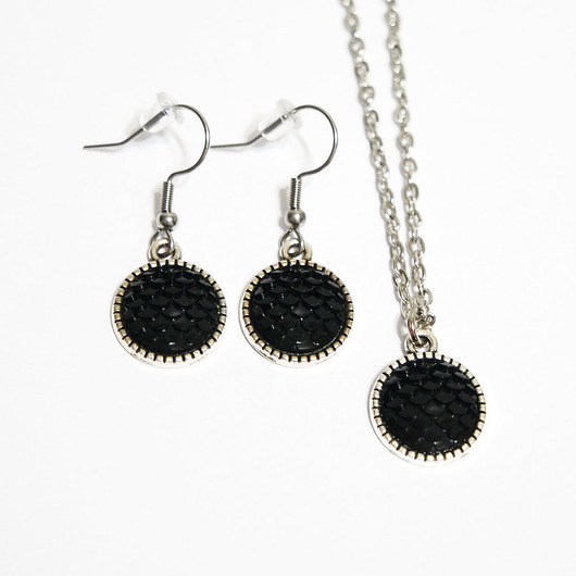komplet biżuterii Komplet - Łuski czarne