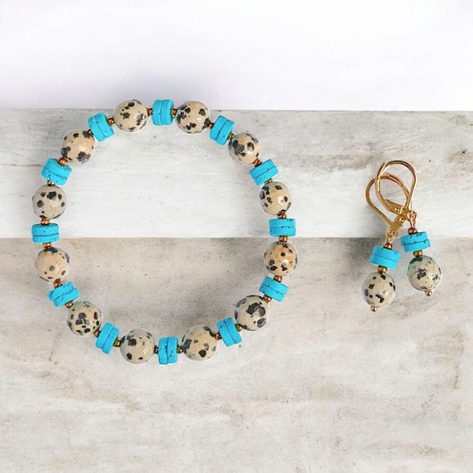 komplet biżuterii RAZEM TANIEJ! jasper collection : bransoletka i kolczyki : jaspis & lawa