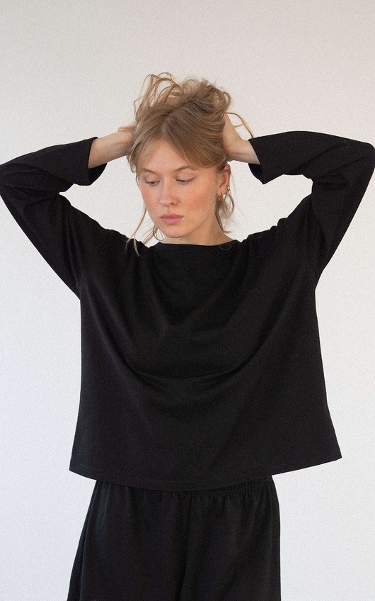 bluzki z długim rękawem damskie MANGUSTA - damska bluzka z długim rękawem - boxy longsleeve z 100% etycznej w