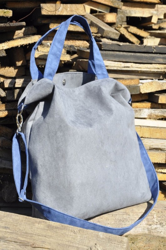 Torba hobo XXL - szarość, kobalt PRACOWNIA 166
