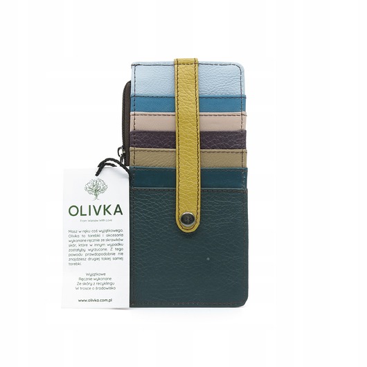 pokrowce i etui - organizery Etui skórzane na karty wizytówki dużo przegródek kieszeń na zamek Olivka