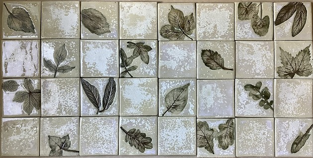 kafle i panele Zestaw kafli ceramicznych "Porcelanowe liście"