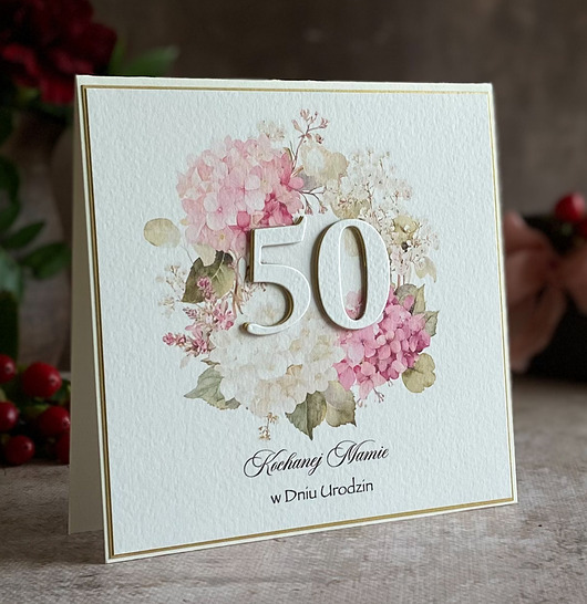 kartki scrapbooking Personalizowana kartka na 50 urodziny, BH 70