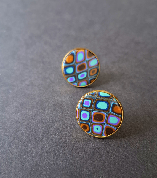 kolczyki z masy plastycznej Kolczyki letnie mozaiki no20