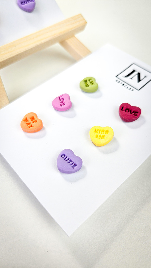 kolczyki z masy plastycznej Kolczyki serduszka zestaw 3 par