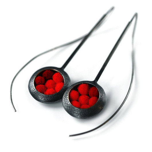 kolczyki wire wrapping Kolczyki srebrne długie czerwone SINGOSARI
