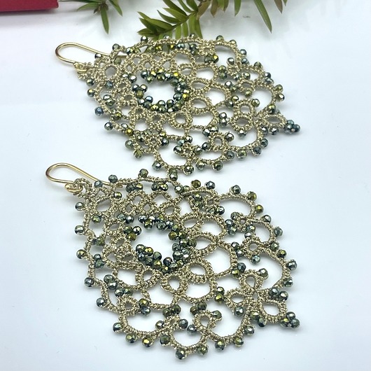 kolczyki złote Kolczyki złote koronka frywolitka 099