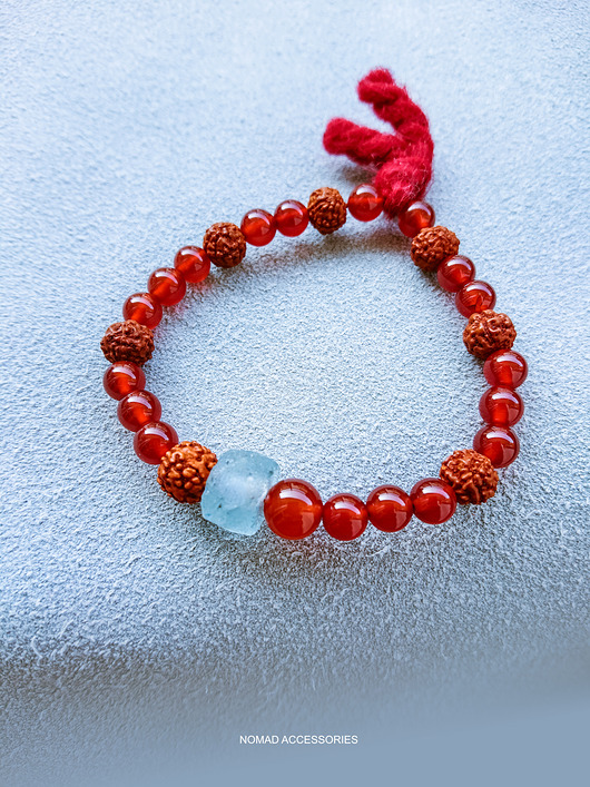 Bali BRANSOLETKA karneol z rudrakszą NOMAD ACCESSORIES