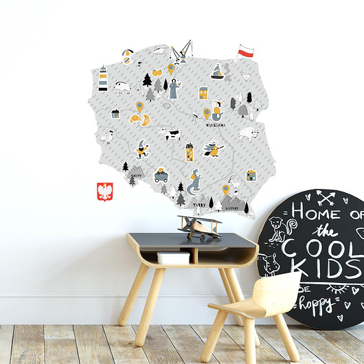 naklejki ścienne do pokoju dziecka MAPA POLSKI szara - naklejka na ścianę