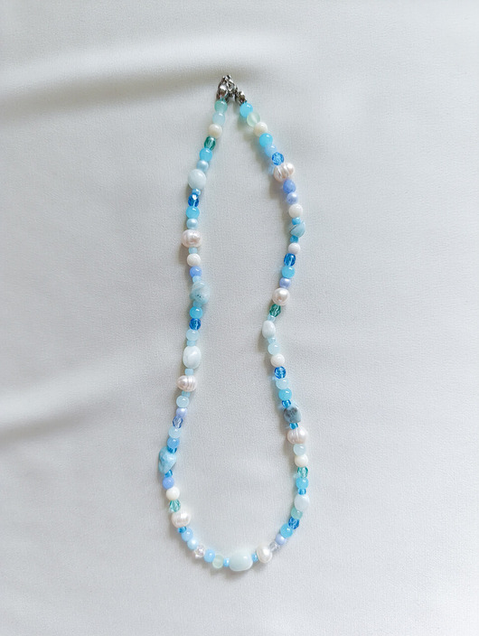 chokery Niebieski krótki naszyjnik choker perły larimar kamienie naturalne